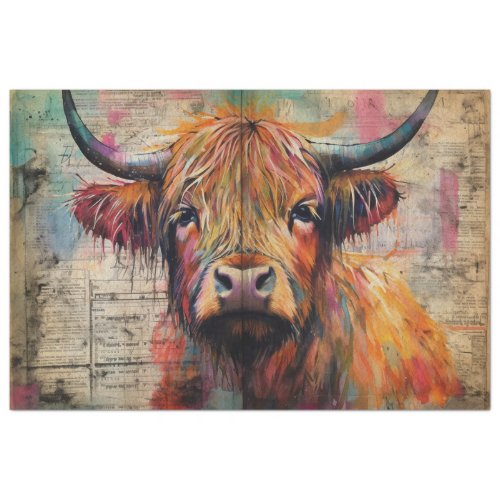 Cute Highland Cow Portrait Ephemera Tissue Paper