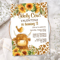 Cute Highland Cow Print Sunflowers Bird Birthday
