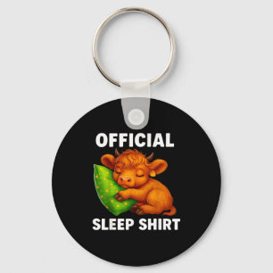 Cute Highland Cow Sleeng Cozy Llow Nighttime Calf Keychain