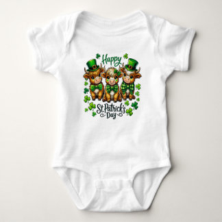 Cute Highland Cow St. Patrick's Day Baby Bodysuit