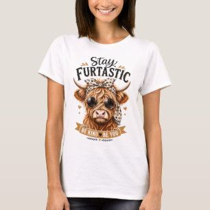 Cute Highland Cow Stay Furtastic Graphic T-Shirt