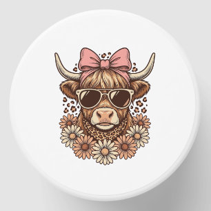 Cute Highland Cow Sunglasses Pink Bow Vintage Art_ Mini Candle Favors