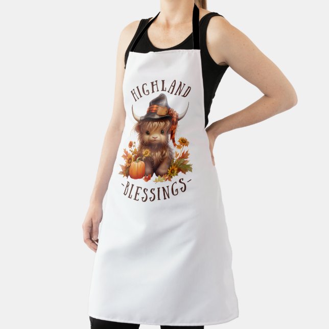 Cute Highland Cow Thanksgiving Blessings Apron (Insitu)