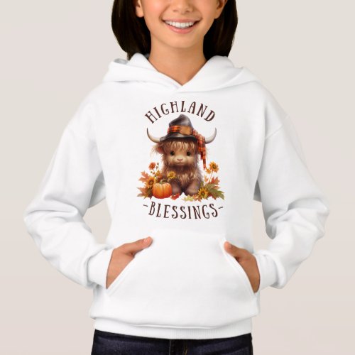 Cute Highland Cow Thanksgiving Blessings  Hoodie