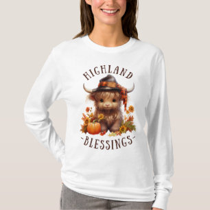 Cute Highland Cow Thanksgiving Blessings T-Shirt