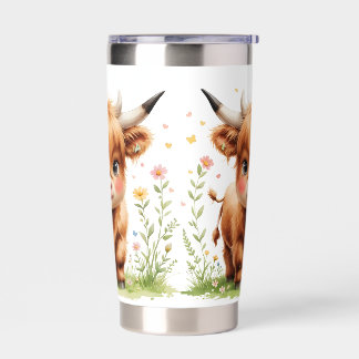 Cute Highland Cow Thermal Tumbler & Water Bottle