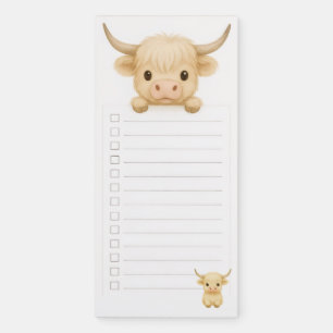 Cute Highland Cow To Do List Magnetic Notepad