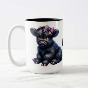Cute Highland Cow Two-Tone Coffee Mug