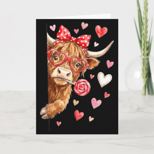 Cute Highland Cow Valentine Candy Heart Design  Card