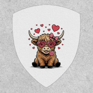 Cute Highland Cow Valentine Heart Glasses Vector_1 Patch