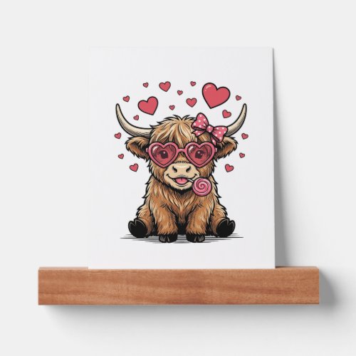 Cute Highland Cow Valentine Heart Glasses Vector_1 Picture Ledge