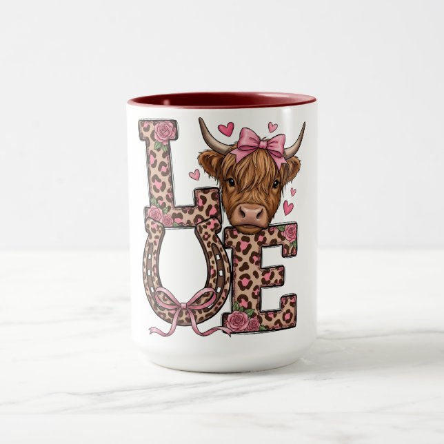 Cute Highland Cow Valentine Love Mug (Center)