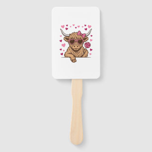 Cute Highland Cow Valentine Sunglasses Vector Desi Hand Fan