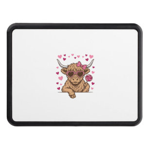 Cute Highland Cow Valentine Sunglasses Vector Desi Hitch Cover