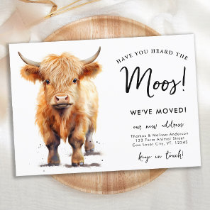 Cute Highland Cow We've Moved New Address Moving Announcement