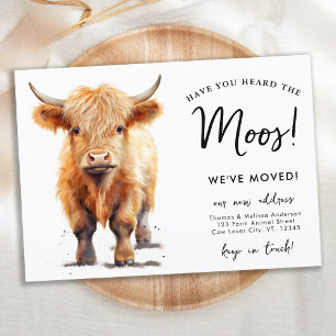 Cute Highland Cow We've Moved New Address Moving Announcement Postcard