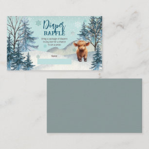 Cute Highland Cow Winter Baby Shower Diaper Raffle Enclosure Card