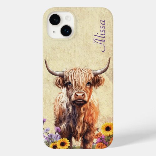 Cute Highland Cow with Name Case_Mate iPhone 14 Plus Case