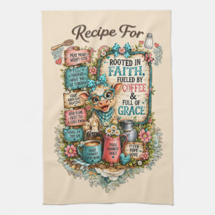 Cute Highland Cow With Sayings/Christian Kitchen Towel