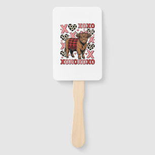 Cute Highland Cow XOXO Valentine Vintage Shirt Des Hand Fan
