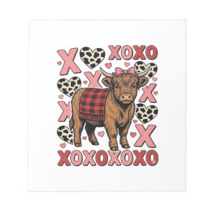 Cute Highland Cow XOXO Valentine Vintage Shirt Des Notepad
