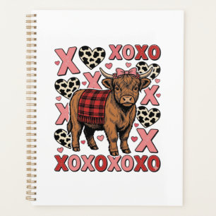 Cute Highland Cow XOXO Valentine Vintage Shirt Des Planner