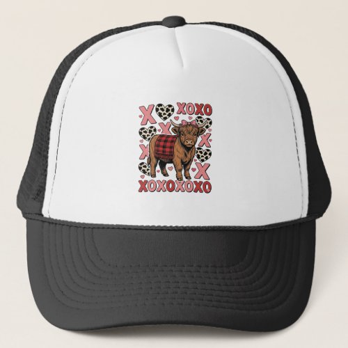 Cute Highland Cow XOXO Valentine Vintage Shirt Des Trucker Hat