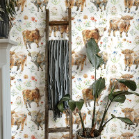 Cute Highland Cows & Wildflowers