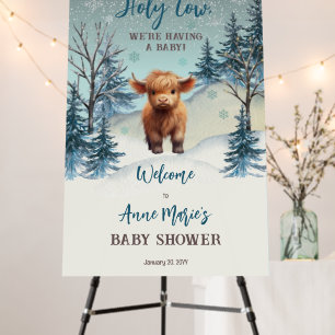 Cute Highland Holy Cow Winter Baby Shower Foam Board