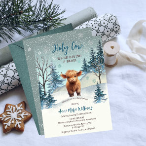 Cute Highland Holy Cow Winter Baby Sprinkle Invitation