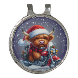 Cute Highland motor Christmas Cow Golf Hat Clip