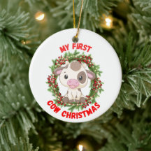 Cute Highlander Cow My First Merry Christmas