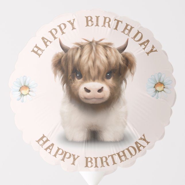 Cute Highlands Scottish Cow Balloon (Front)