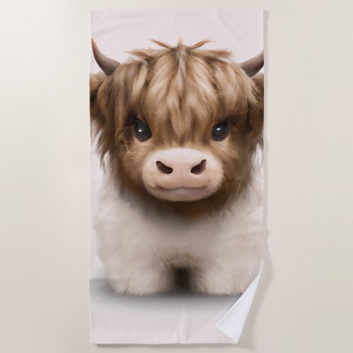 Cute Highlands Scottish Cow Beach Towel