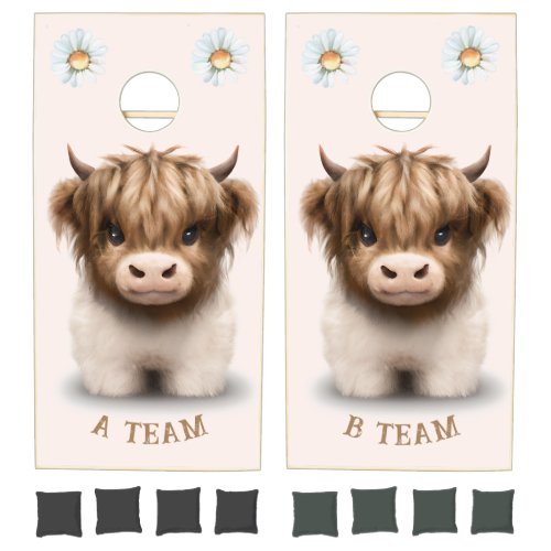 Cute Highlands Scottish Cow Cornhole Set