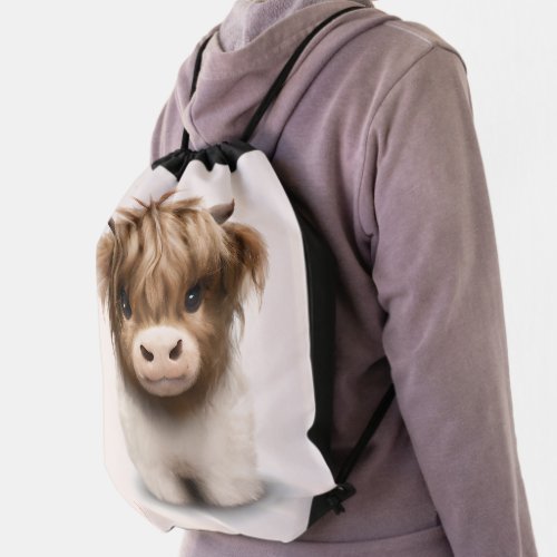 Cute Highlands Scottish Cow Drawstring Bag