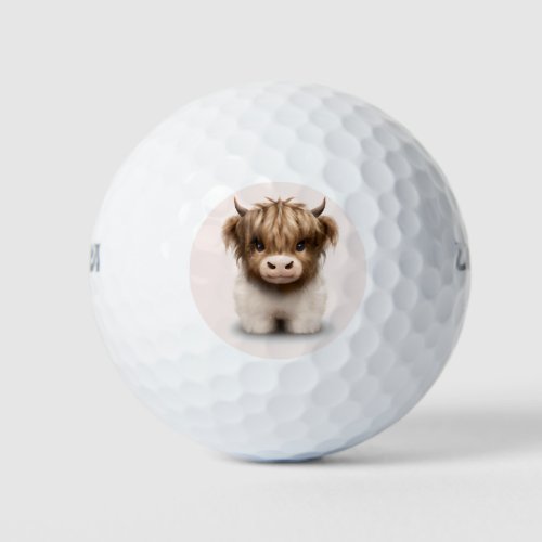 Cute Highlands Scottish Cow Golf Balls