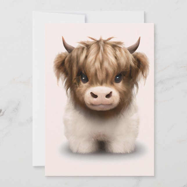 Cute Highlands Scottish Cow Holiday Card (Front)
