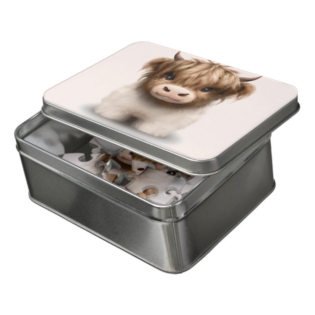 Cute Highlands Scottish Cow Jigsaw Puzzle (Lid Open)
