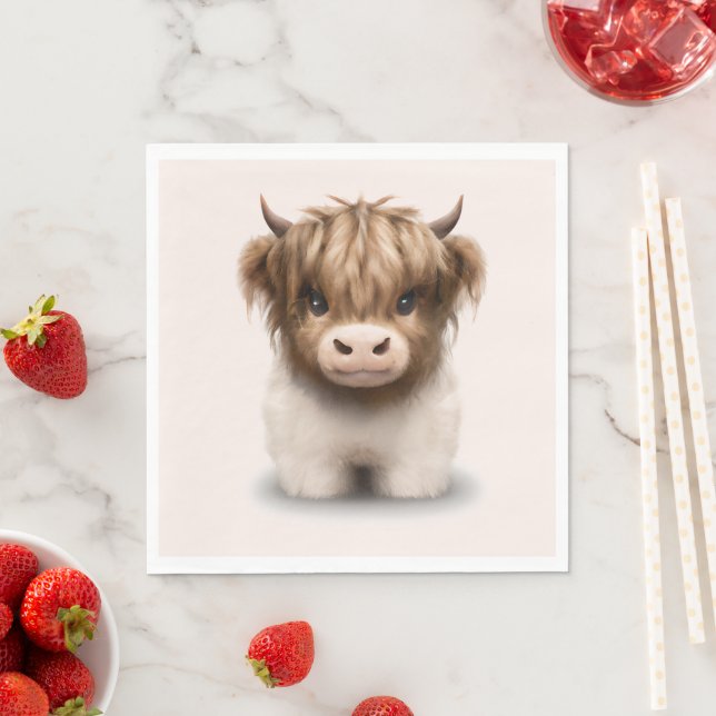 Cute Highlands Scottish Cow Napkins (Insitu)