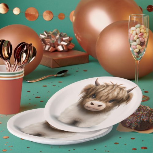 Cute Highlands Scottish Cow Paper Plates