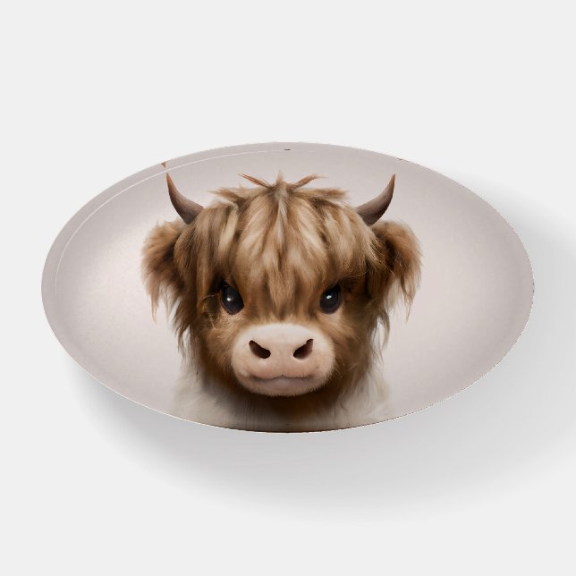 Cute Highlands Scottish Cow Paperweight (Front)