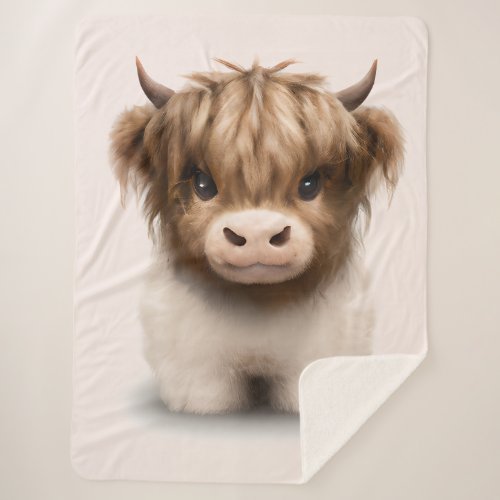 Cute Highlands Scottish Cow Sherpa Blanket