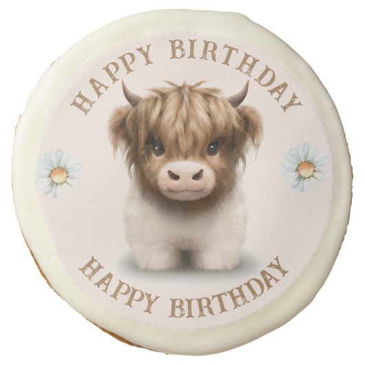 Cute Highlands Scottish Cow Sugar Cookie (Front)