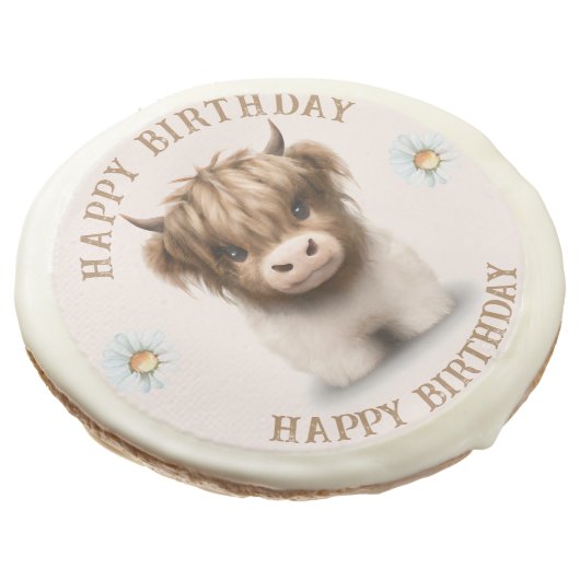 Cute Highlands Scottish Cow Sugar Cookie (Angled)
