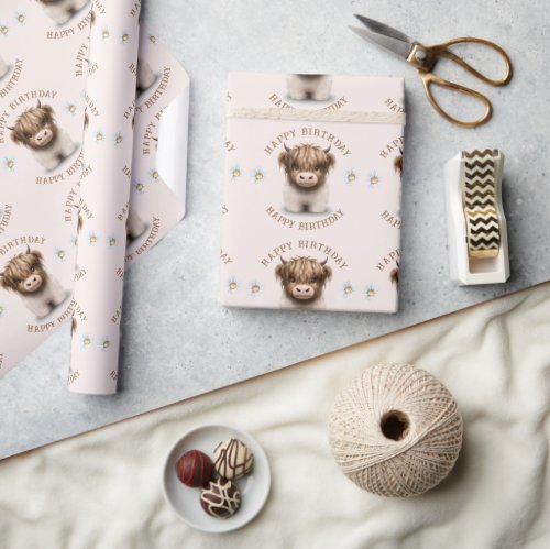 Cute Highlands Scottish Cow Wrapping Paper