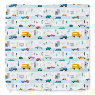 Cute Highway Vehicle Pattern Bandana