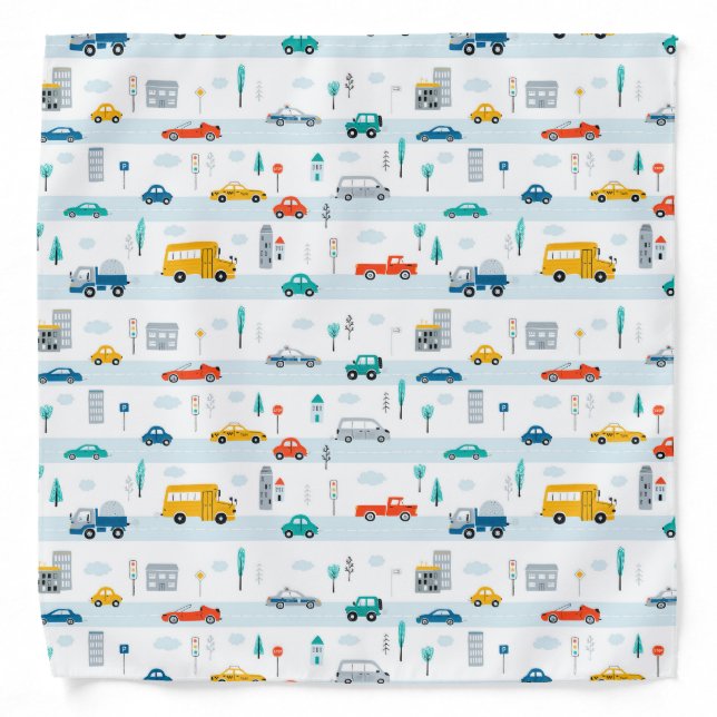 Cute Highway Vehicle Pattern Bandana (Front)