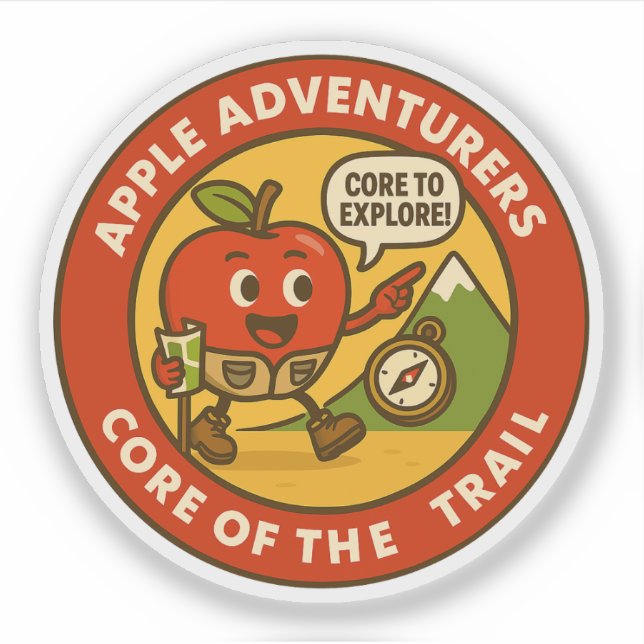 Cute Hiking Apple Outdoor Explorer Gear Sticker (Front)