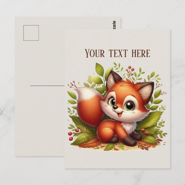 Cute hiking fox lovers customizable  postcard (Front/Back)